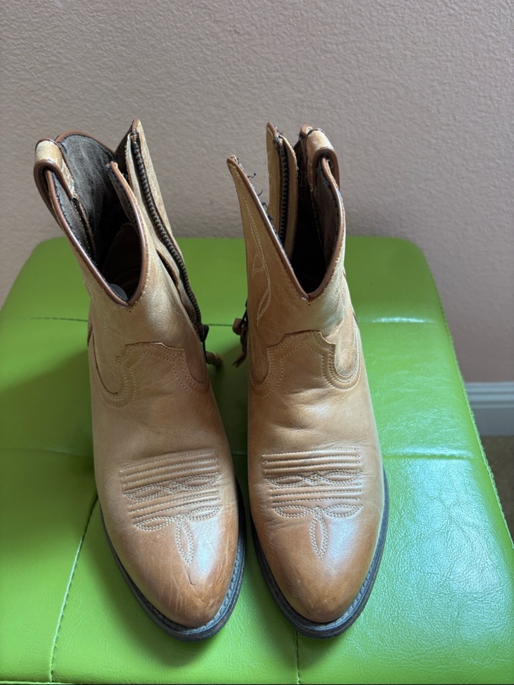 Ariat Light Brown Leather Western Ankle Booties